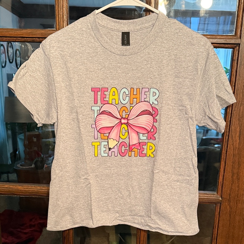 Gildan Gray Tee with Colorful‎ Teacher Design